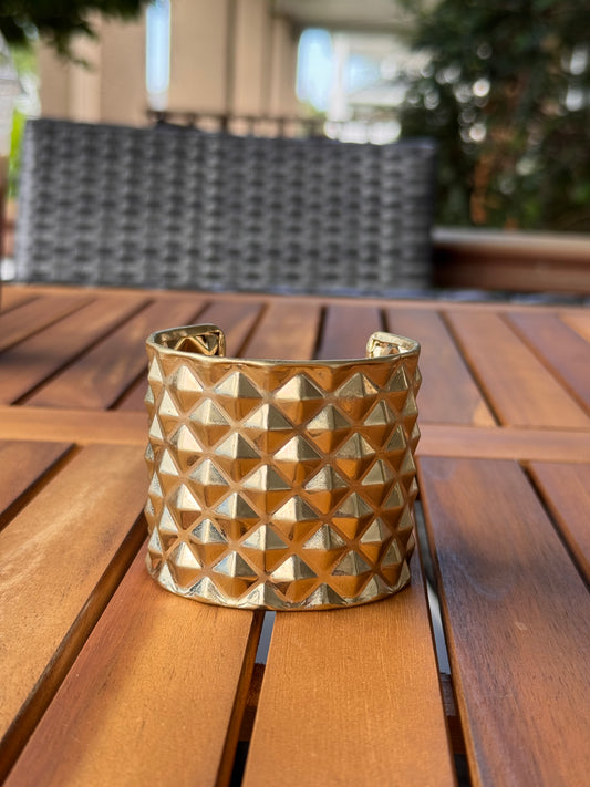 Vintage Gold Studed Cuff Bangle