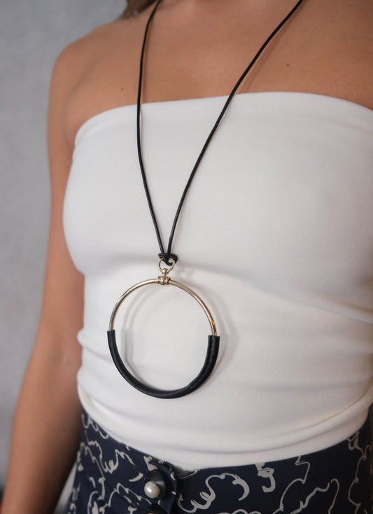 Faux Leather Circle Necklace