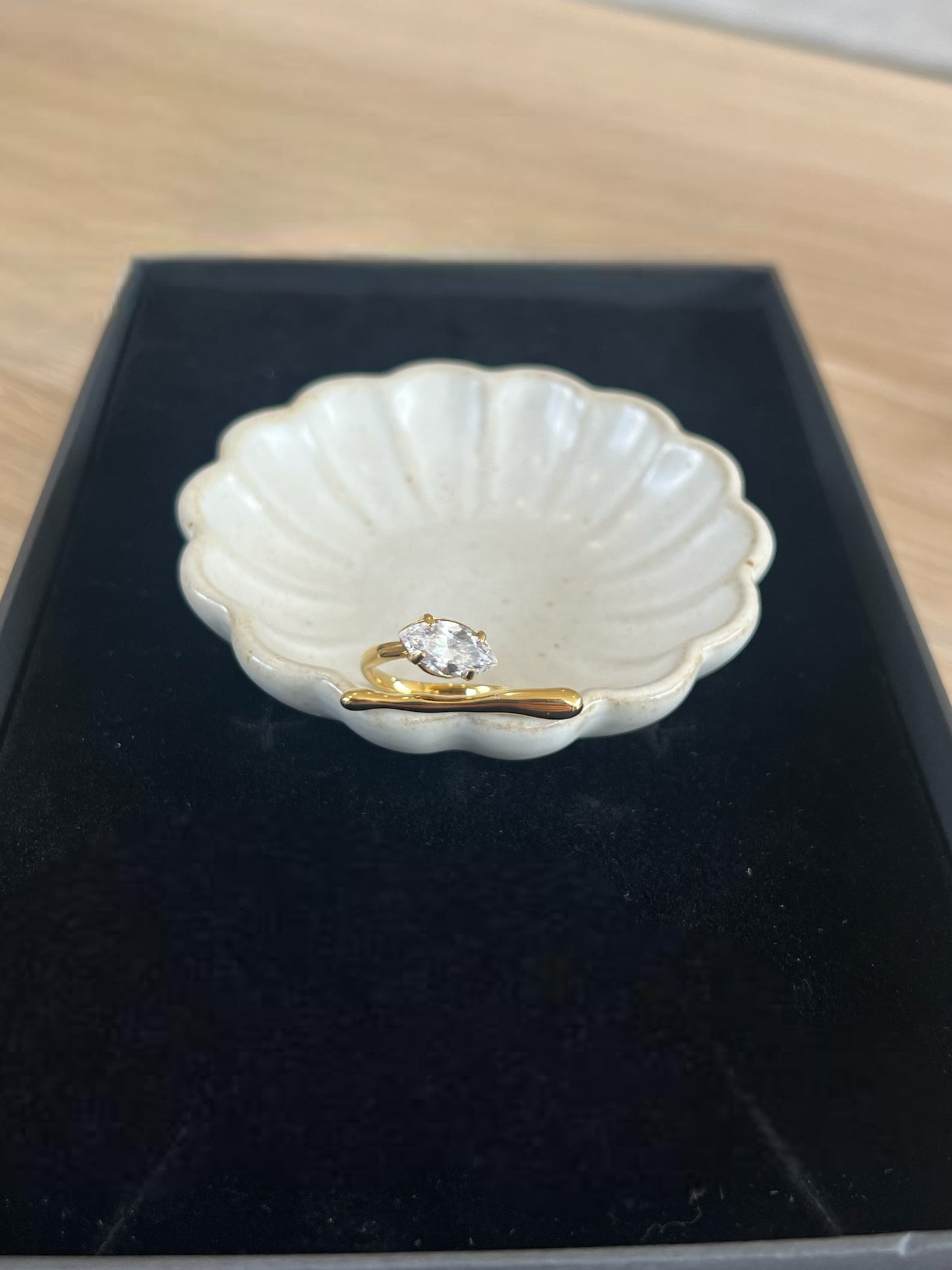 Gold And Silver Crystal Line Ring