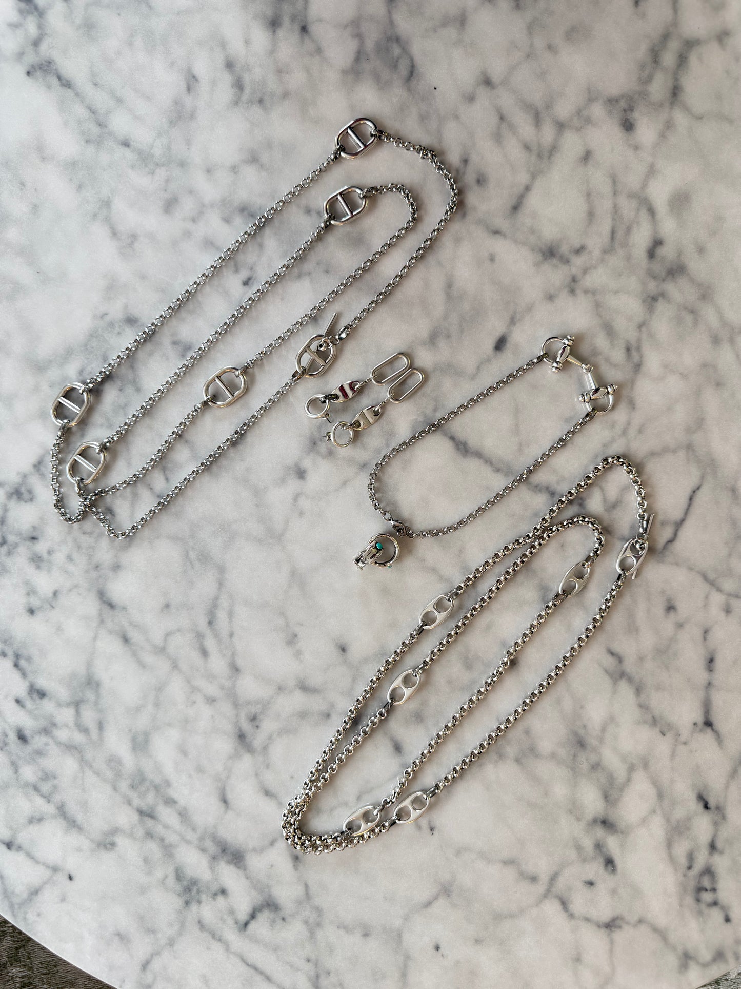 Vintage Silver Coffee Bean Long Necklace