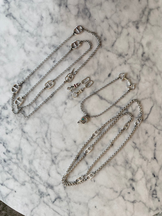 Vintage Silver Coffee Bean Long Necklace