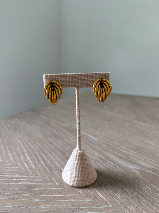 Gold Ribbed Earrings
