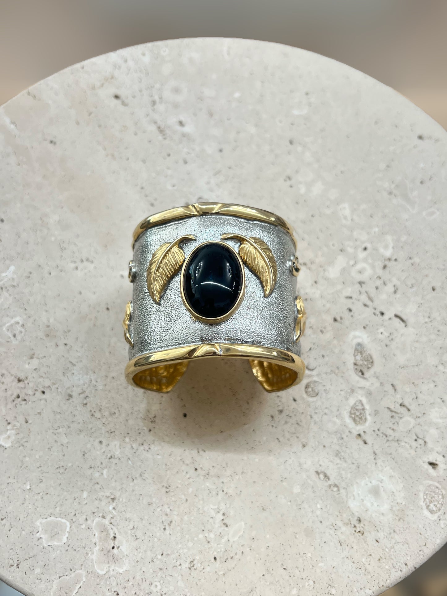 Vintage Two Tone Black Stone Cuff
