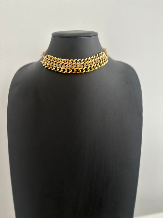 Gold and Crystal Choker Necklace