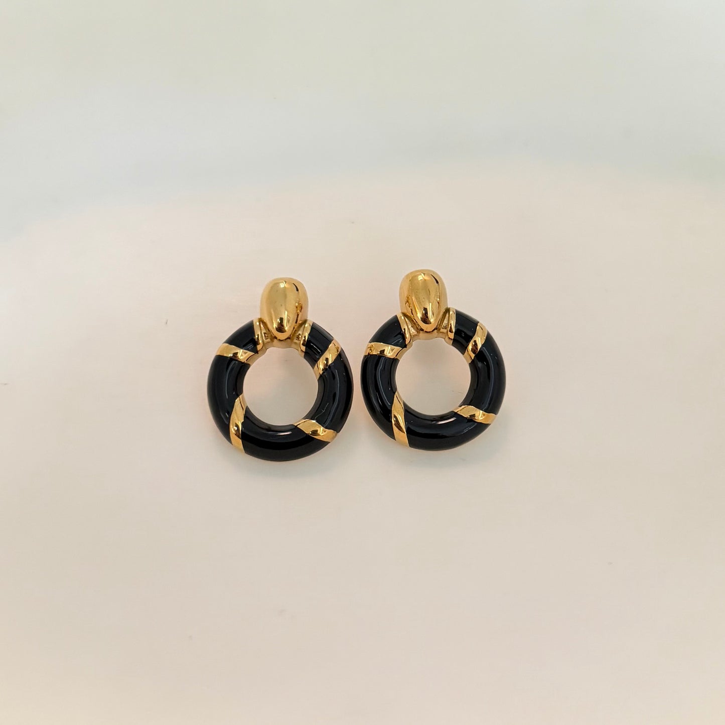 Black and Gold Door Knocker Earring