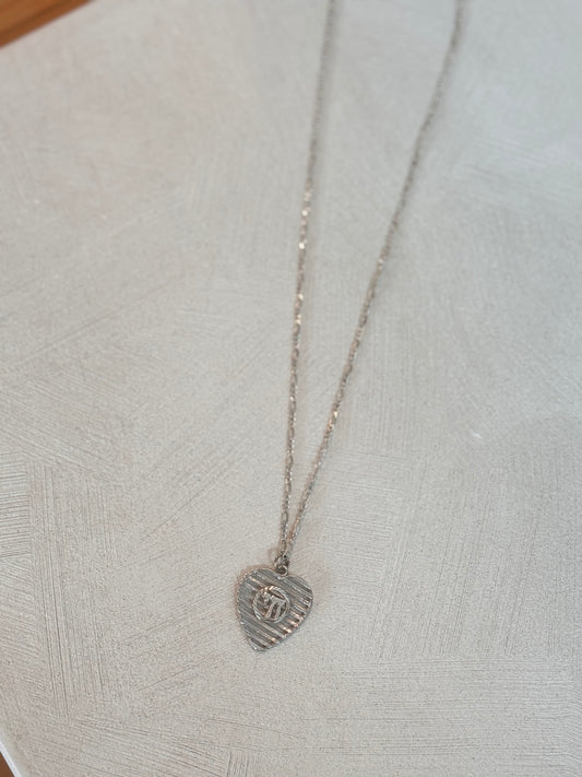 Vintage Sterling Silver Chai In Heart Charm Necklace