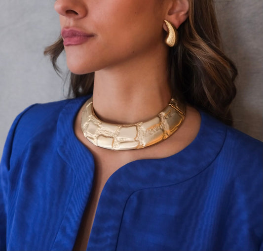 Gold Collar Statement Choker Necklace