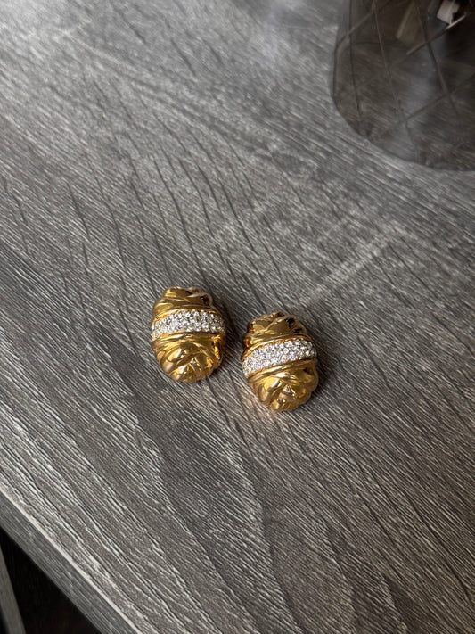 Ciner Gold And Crystal Earrings