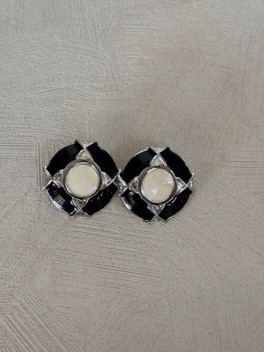 Black And White Crystal Reversible Earrings