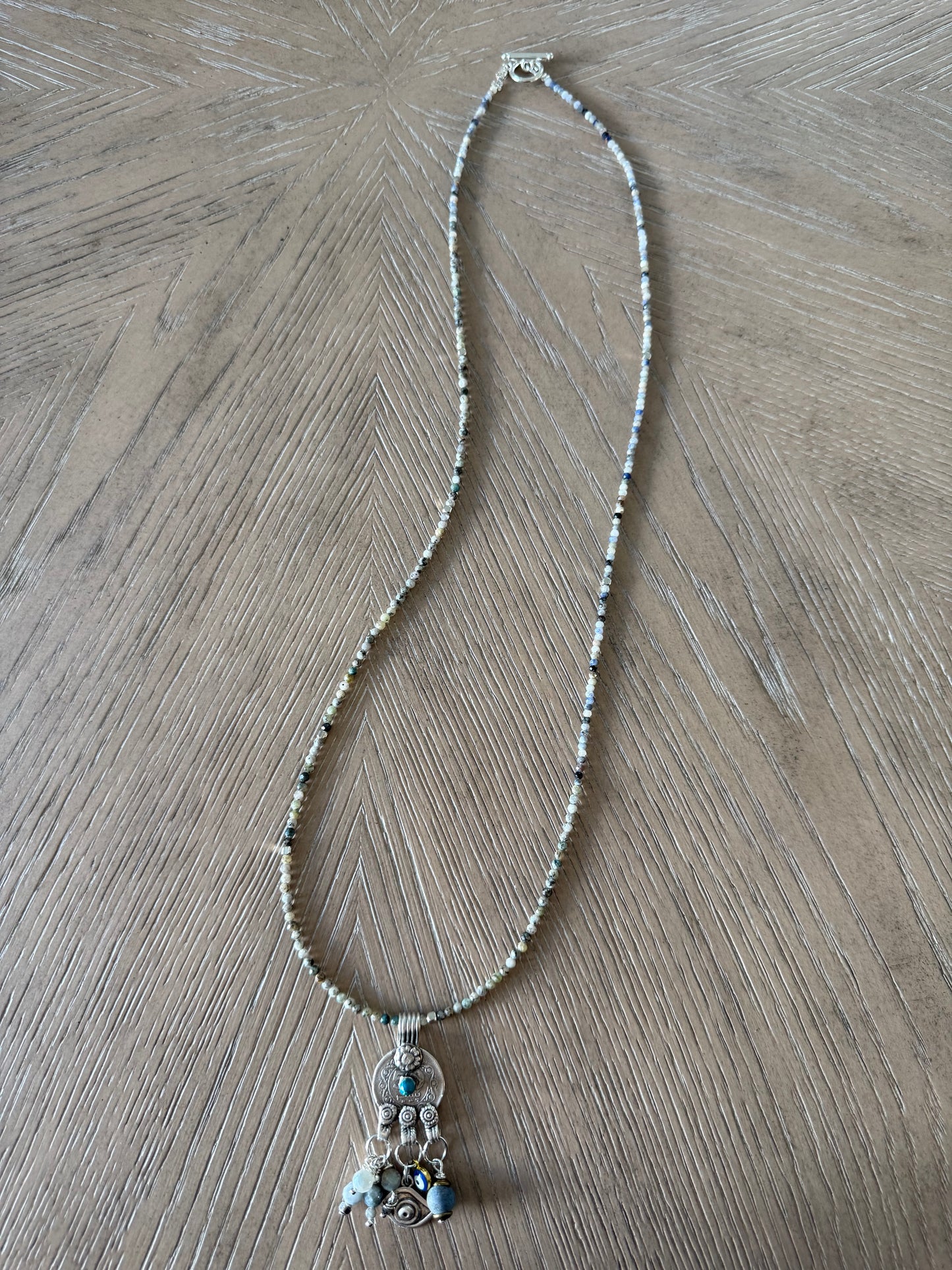 Beaded Necklace With Turquoise Accent Charms