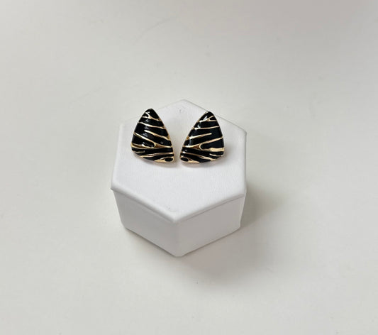 Black and Gold Zebra Triangle Earrings