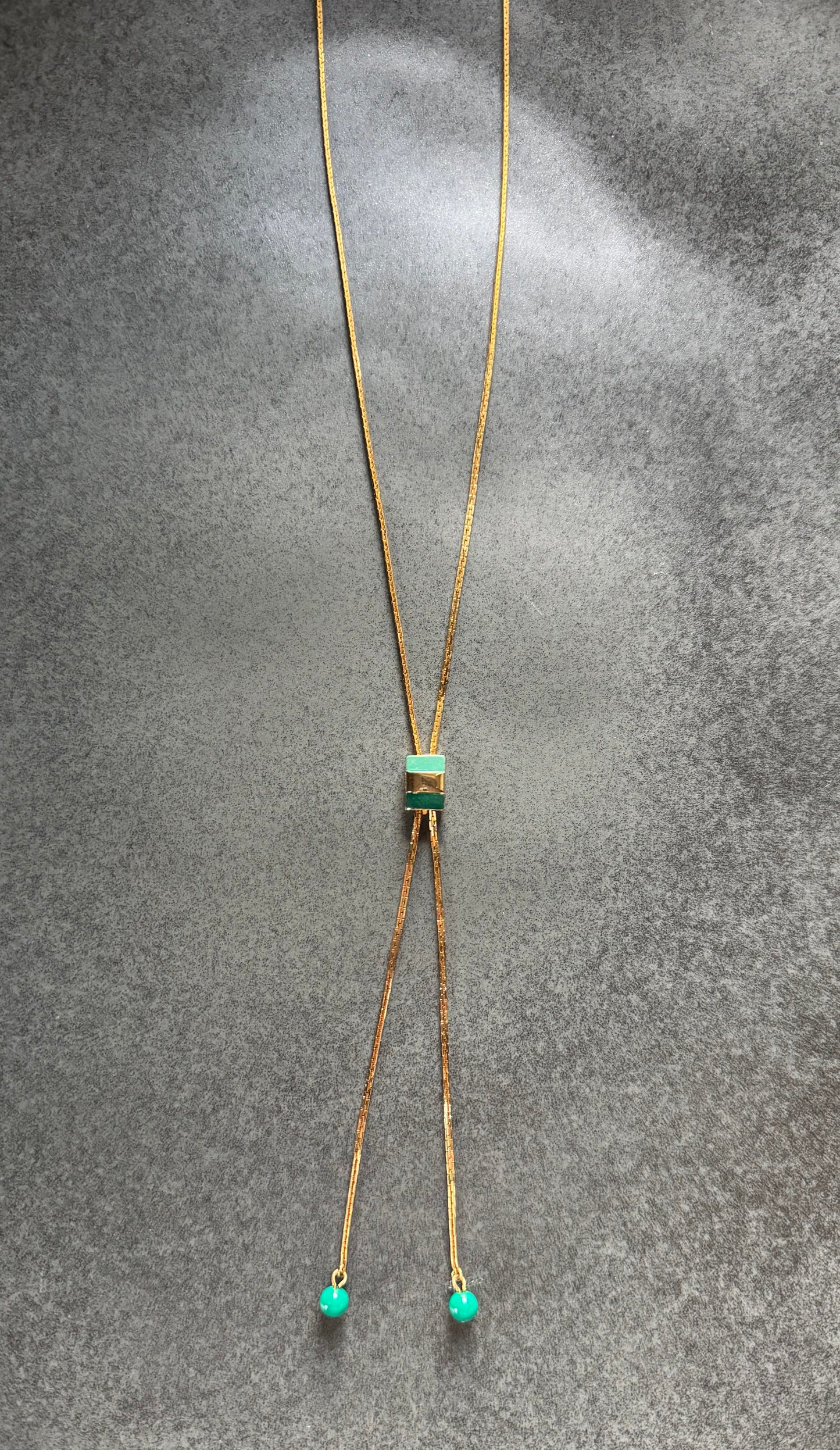 Vintage green enamel lariat