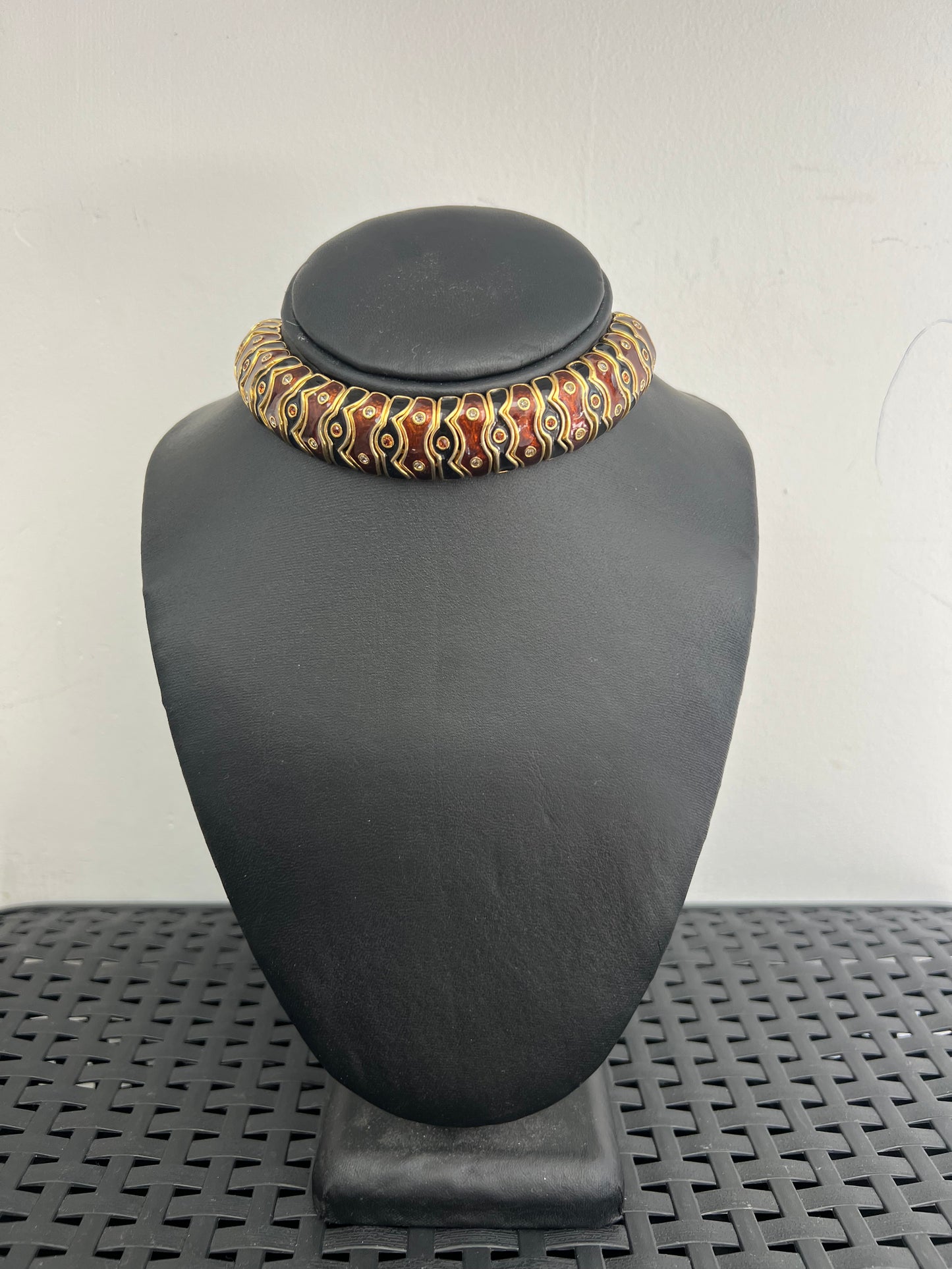 Brown And Black Enamel Choker