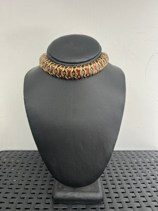 Brown And Black Enamel Choker