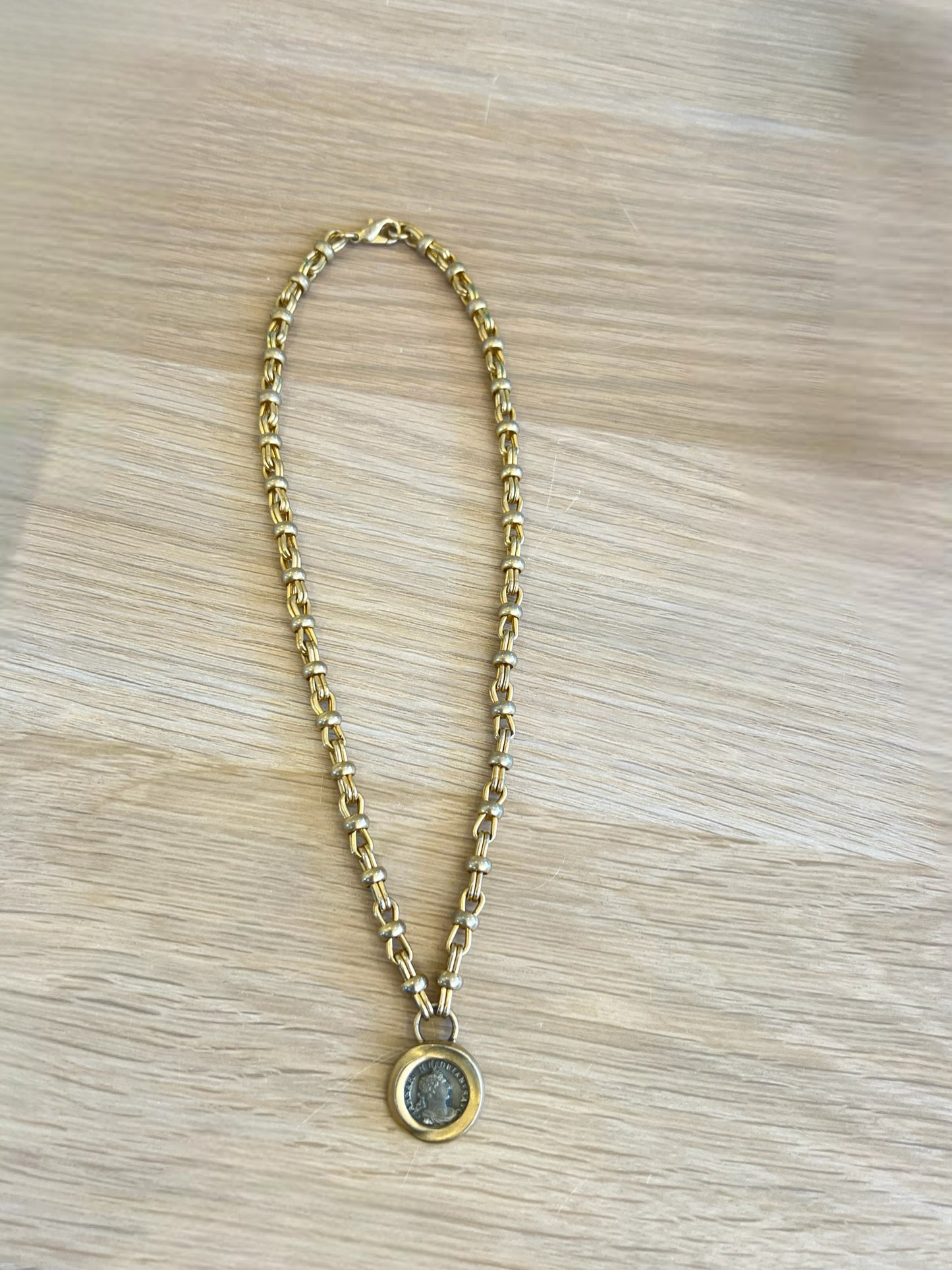 Vintage Coin And Gold chained Necklace