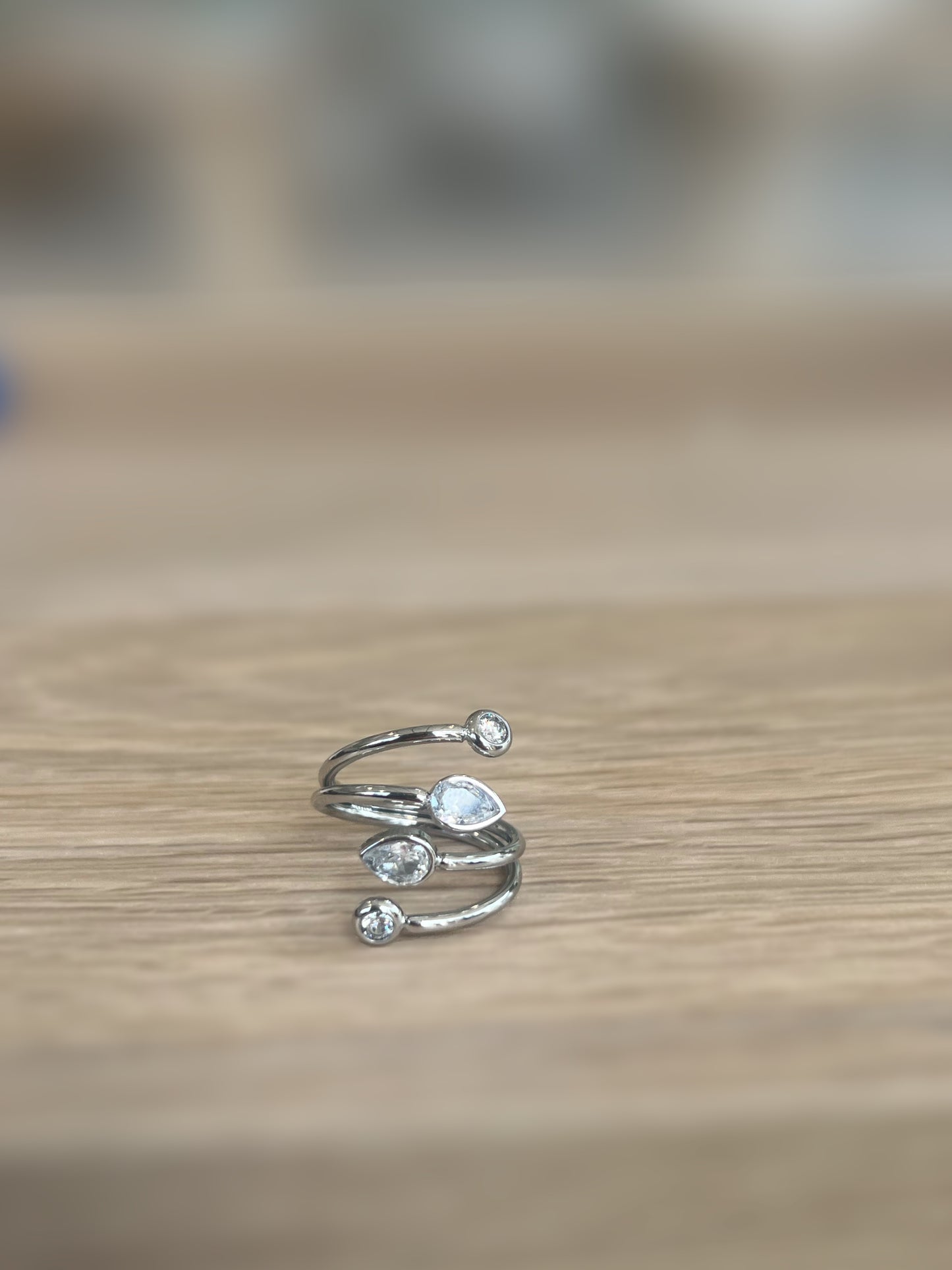 Silver Crystal Multi Layer Ring