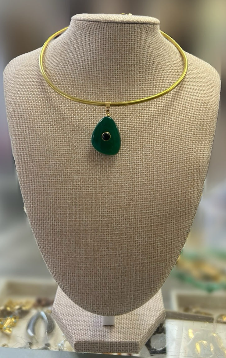 Gold Wire With Green Charm
