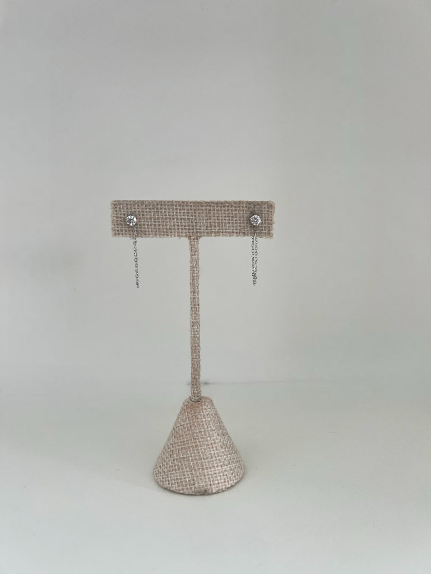 Silver Hanging Crystal Huggie Earrings