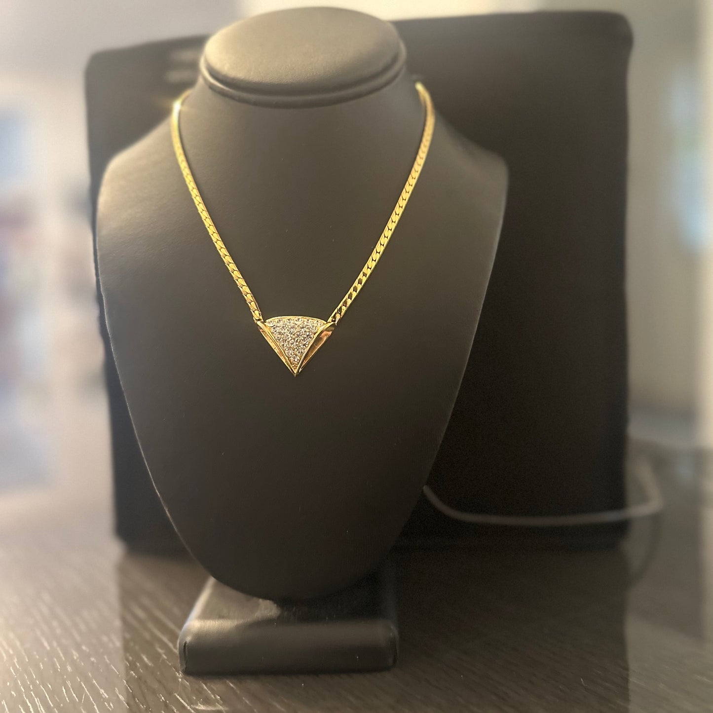 Gold and Crystal Triangle Necklace