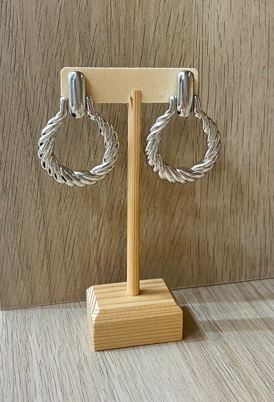 Vintage Silver Twisted Door Knocker Earrings