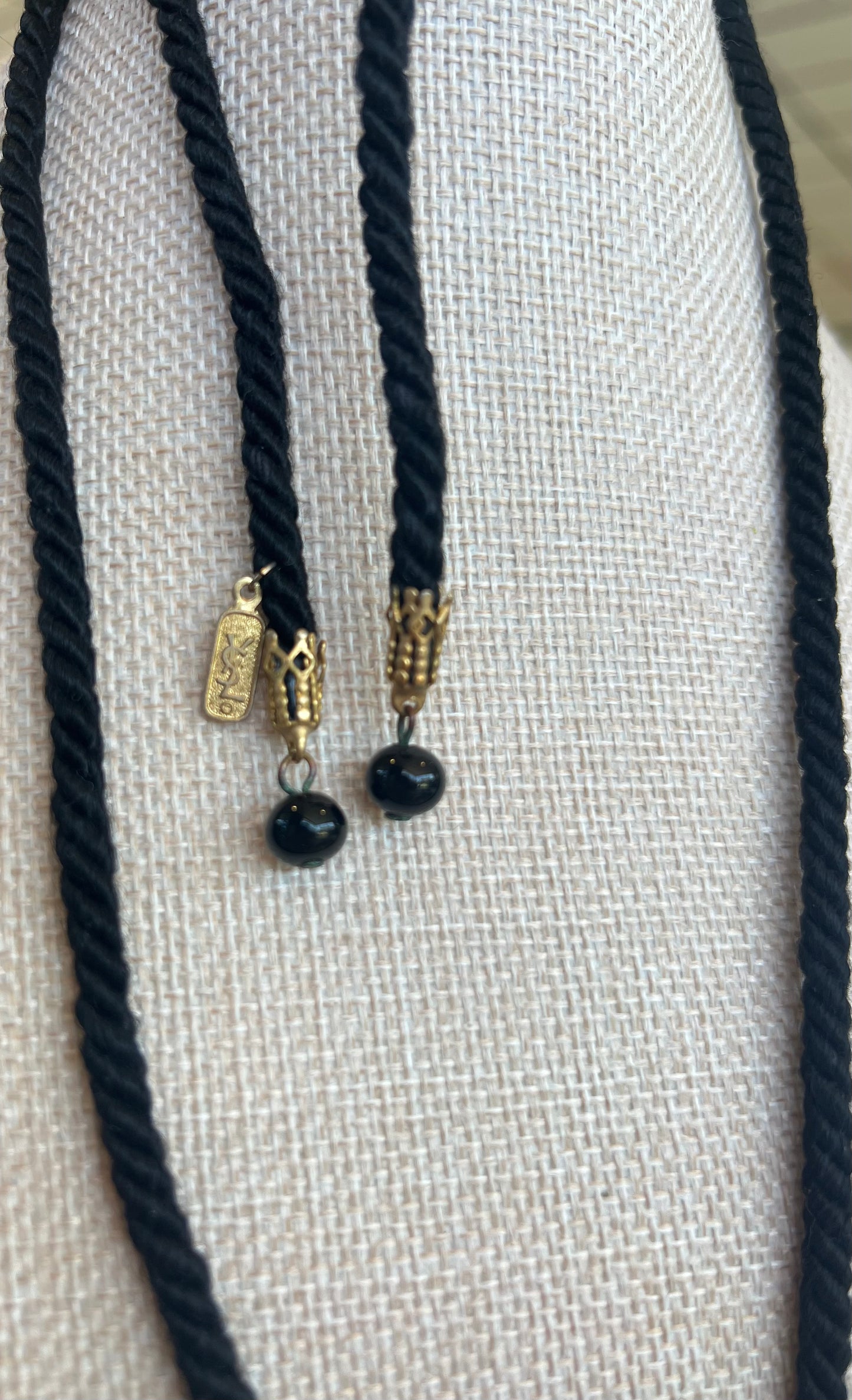 YSL Black Rope With Gold Pendant