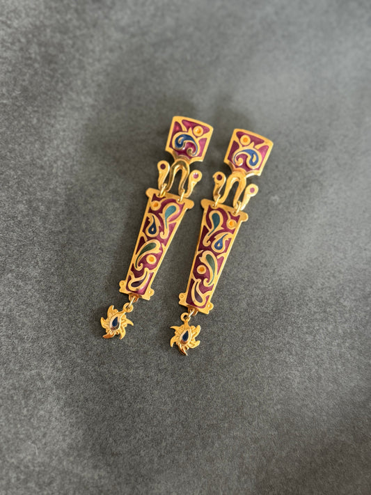 Vintage Paisley Printed Hanging Earrings