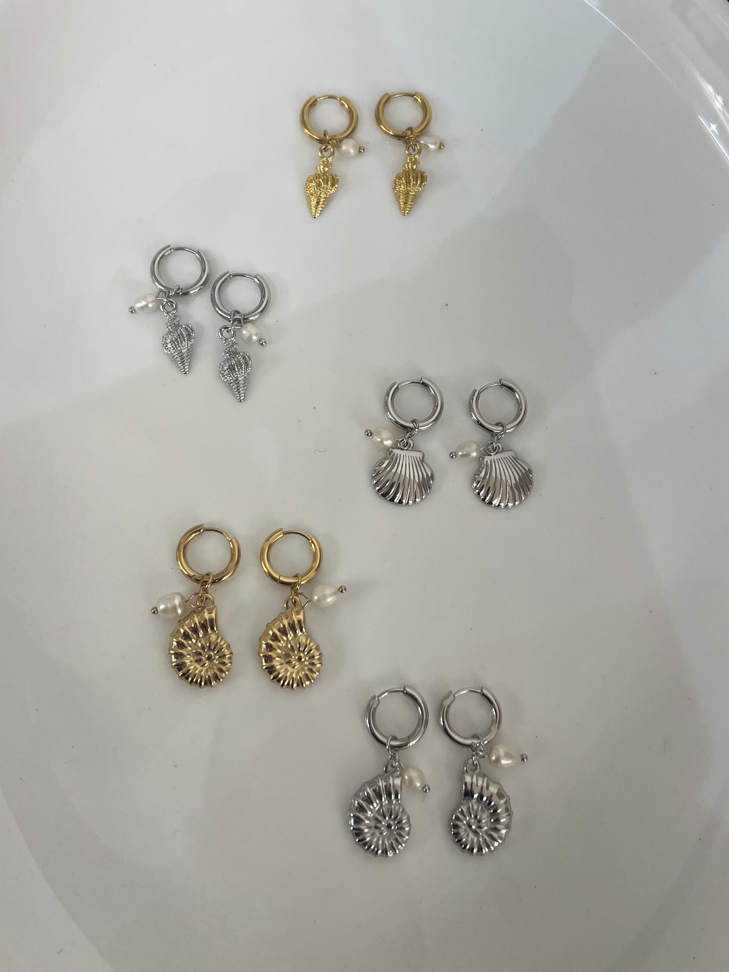 Shell and Pearl Huggies Earring