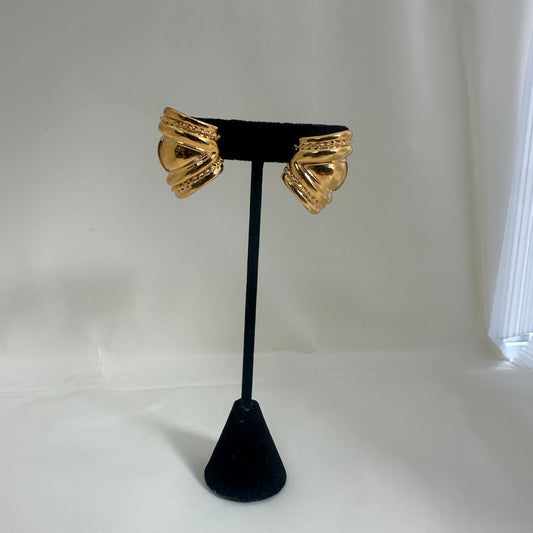 Vintage Gold Plate Clip On Statement Earrings