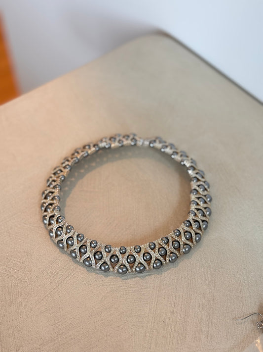 Vintage Grey Pearl Choker