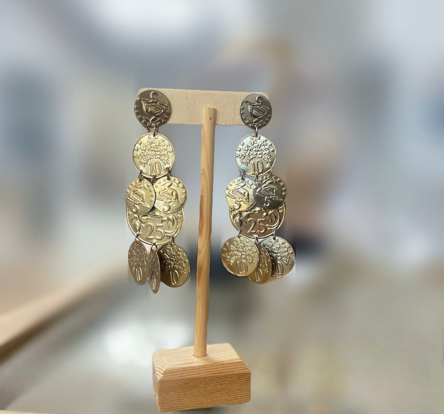 Vintage Gold Coin Dangle Earrings
