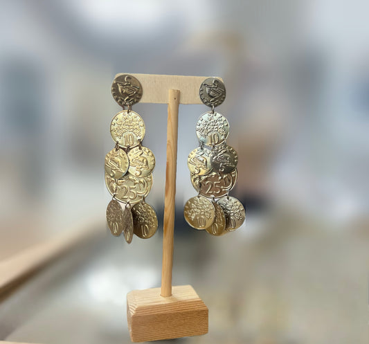 Vintage Gold Coin Dangle Earrings