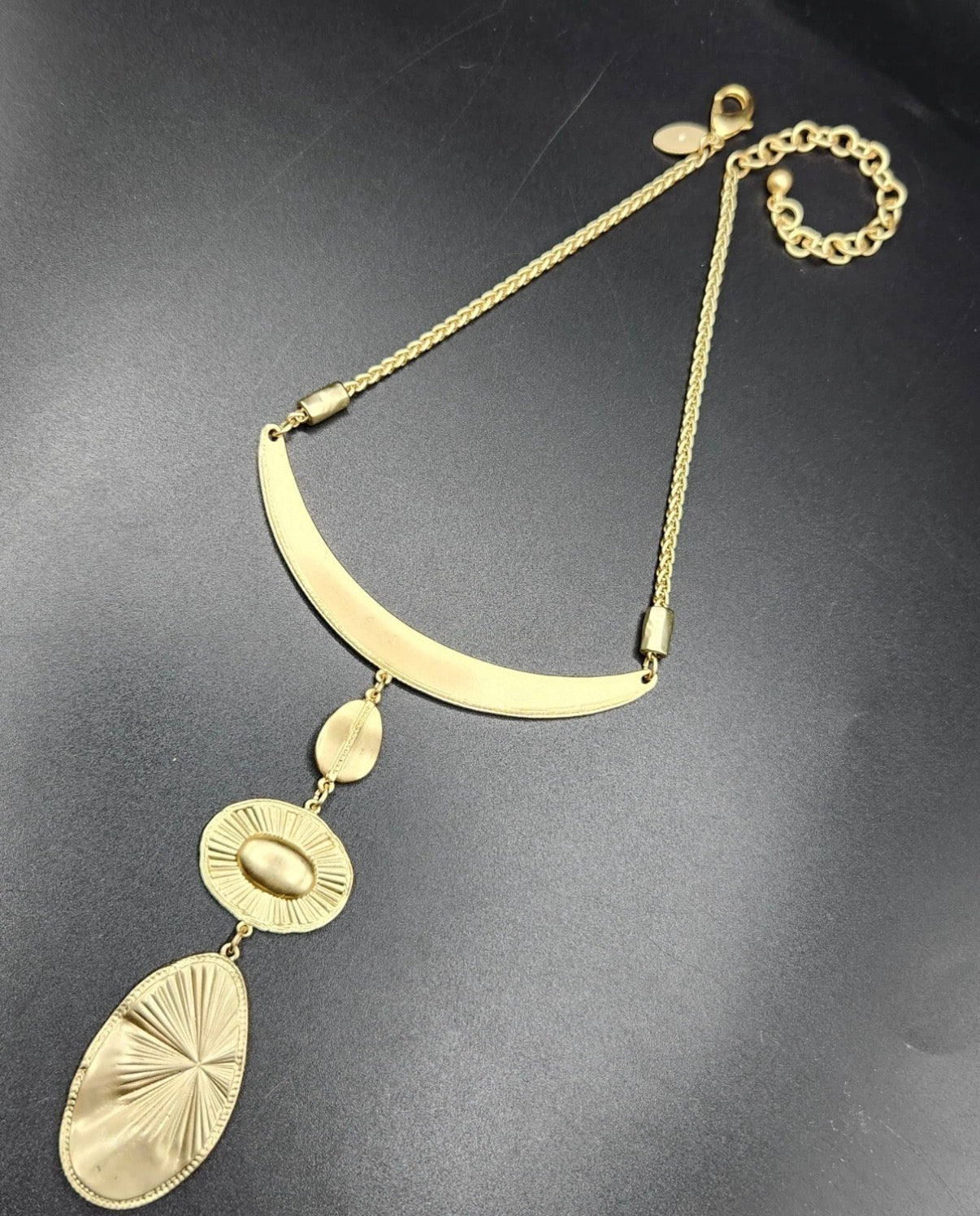 Matte Gold Multi Pendant Collar Necklace