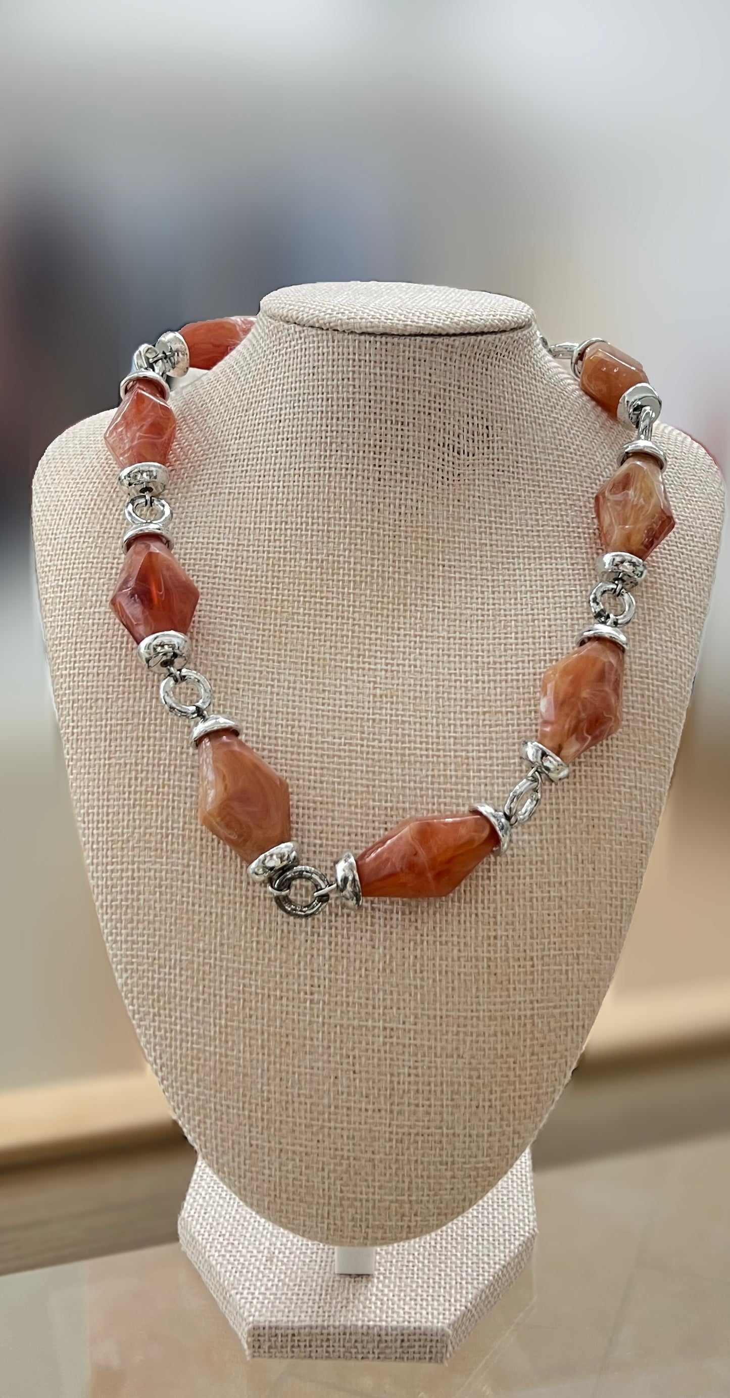 Givenchy Orange Pink Beaded Necklace