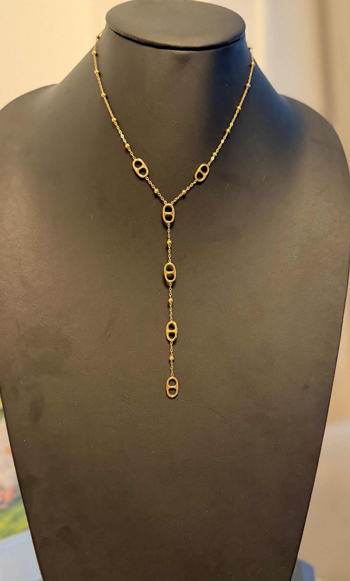 Coffee Bean and Ball Lariat Necklace