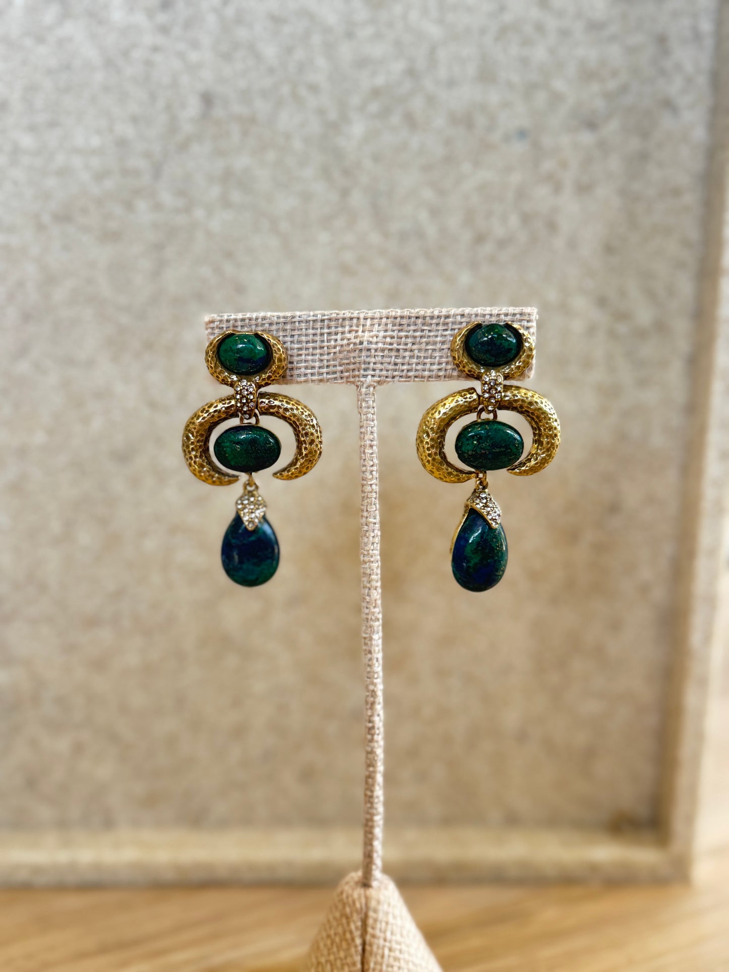 Vintage Mixed Green Stone Earrings