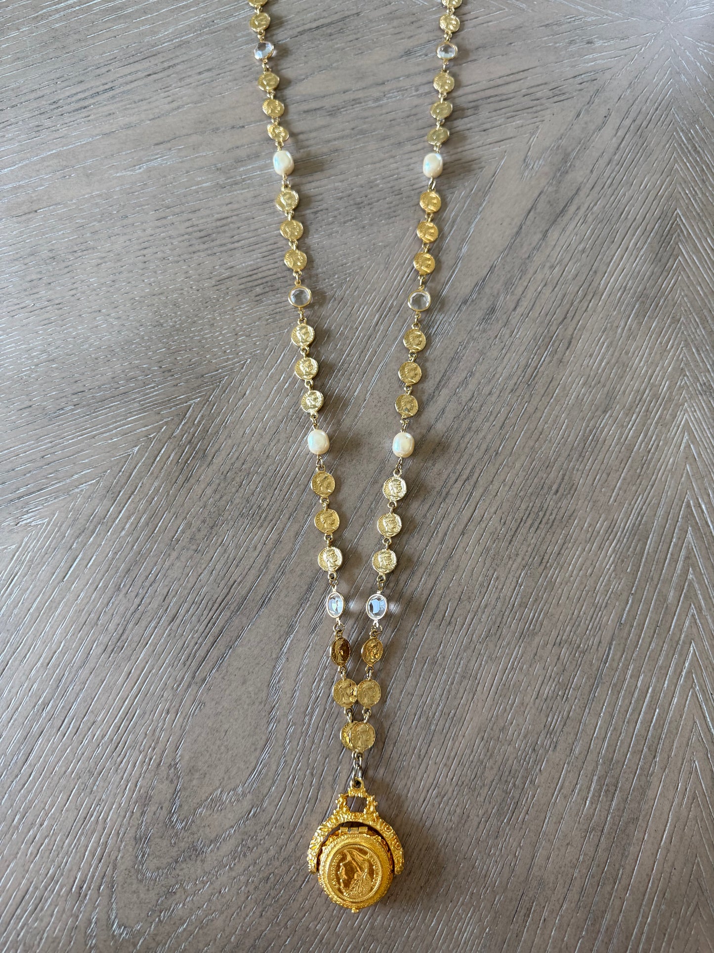 Vintage Reversible Coin Locket Necklace