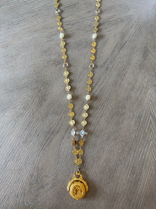 Vintage Reversible Coin Locket Necklace