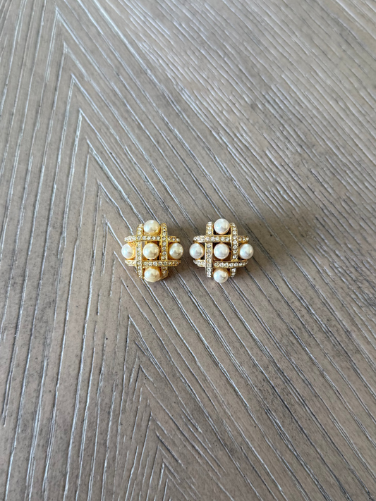 Vintage KJL Gold And Pearl Earring