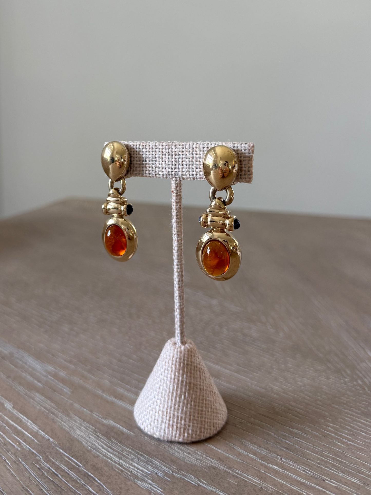 Vintage Glass Cabochon Colored Clip on Earrings
