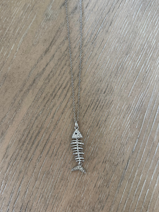 Crystal Silver Fish Necklace