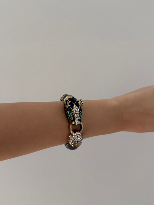 ￼Panther Black and Crystal bracelet