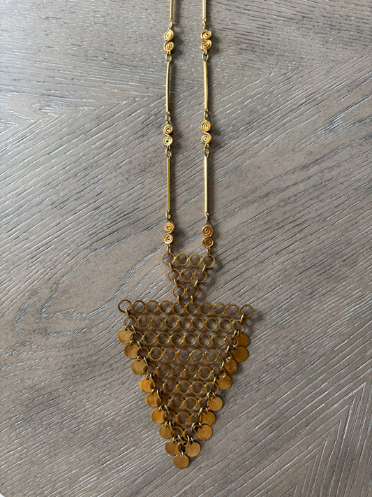 Vintage Oversized Gold Arrow Shaped Pendant Necklace
