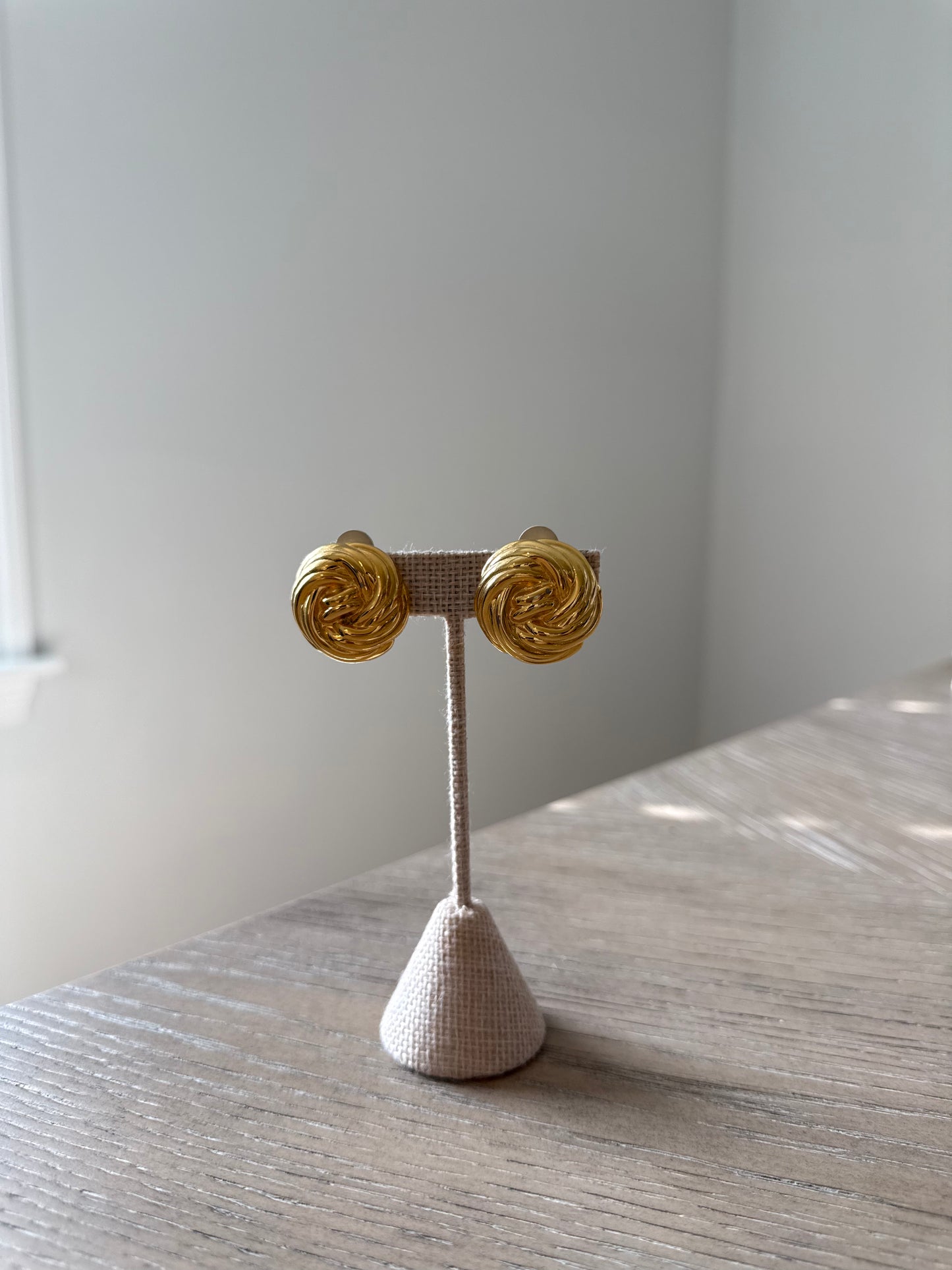 Vintage AK Gold Tone Domed Swirl Clip-on Earrings
