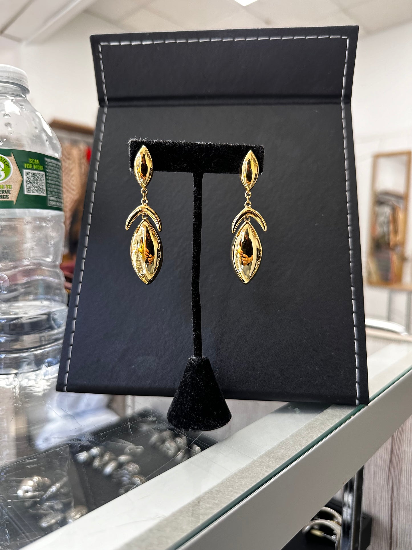 Gold Oval Shaped Hanging Earring