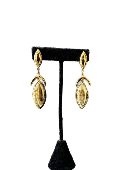 Gold Oval Shaped Hanging Earring