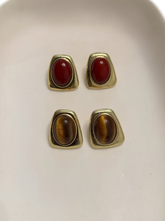 Gold Tone Oval Earrings