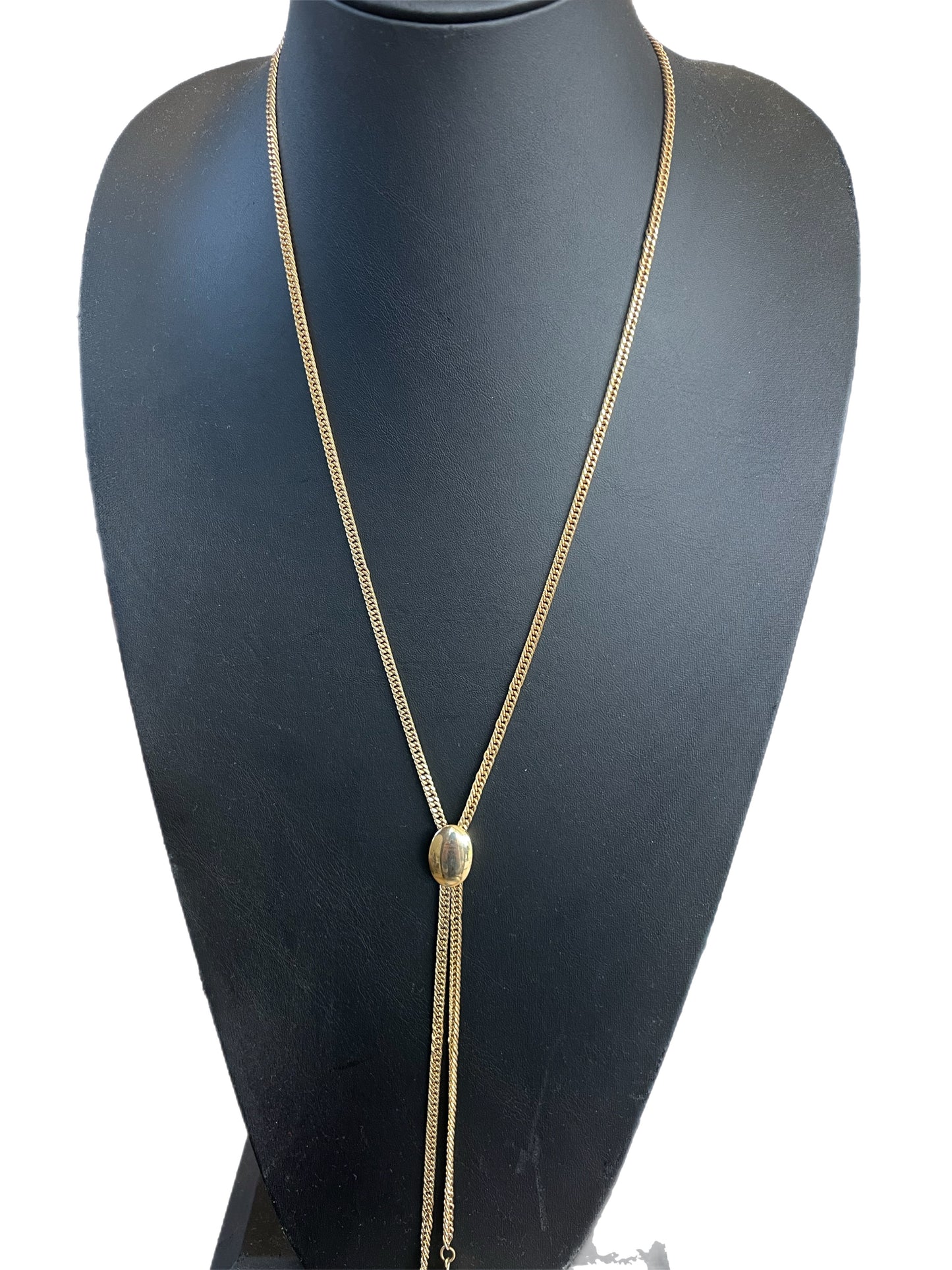 Vintage Long Gold Slide Lariat Chain Link Necklacel
