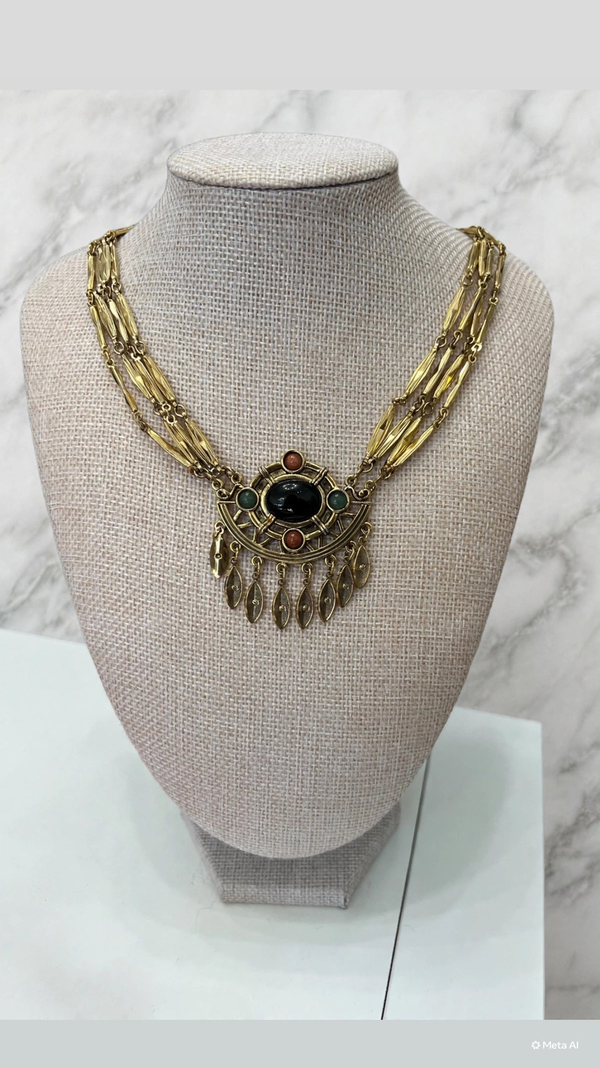 Vintage Black Stone Necklace