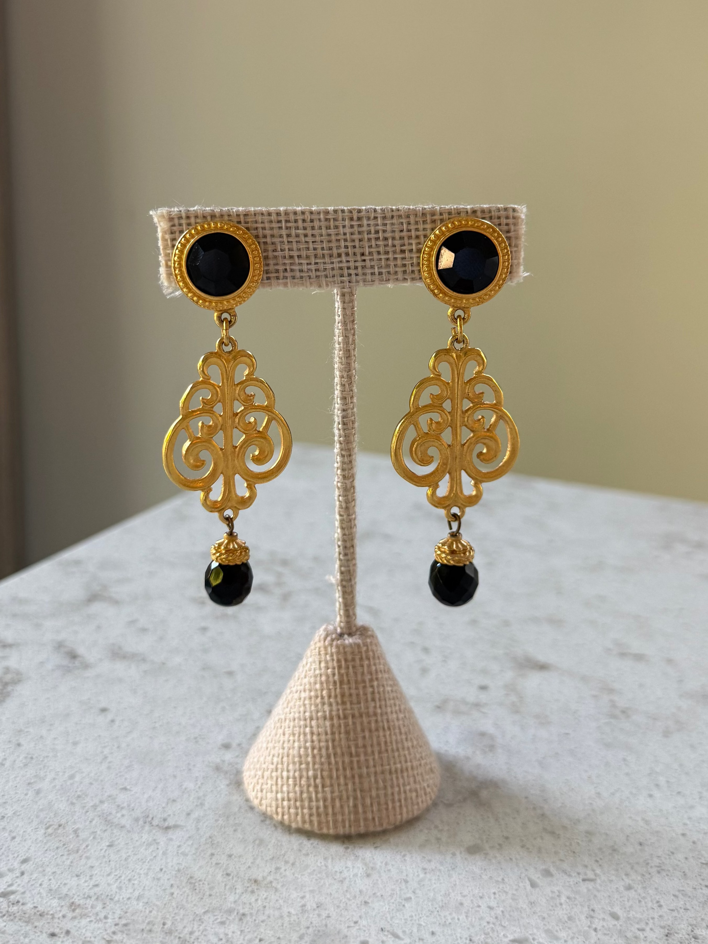 Black And Gold Hanging Earrings