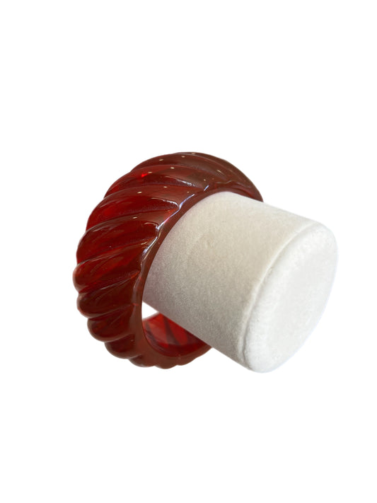 Red Lucite Bangle Bracelet Cuff